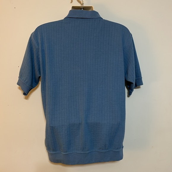Adolfo size medium cotton, polyester, blue short sleeve polo shirt - Picture 5 of 7